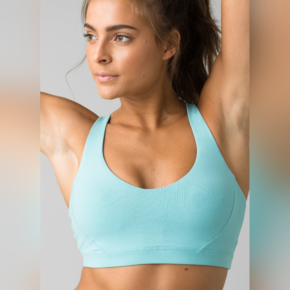 Prana Azurite Blue Everyday Women's Strappy Sports Bra Sz Medium
